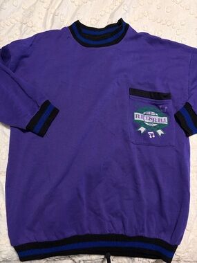 Rock & Roll Purple Crewneck Sweatshirt with Black and Blue Trim